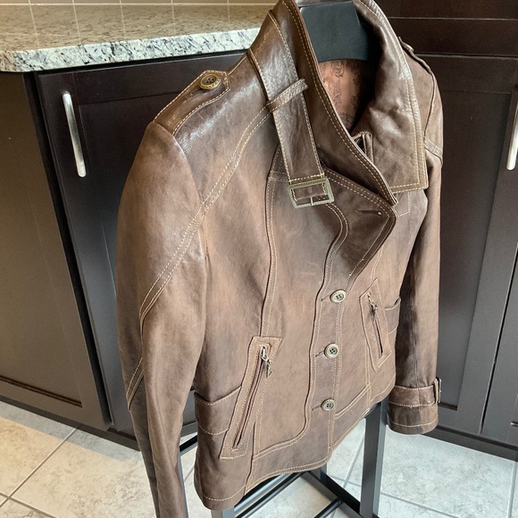 Danier Italian Leather Brown Biker Moto Jacket - Picture 9 of 16